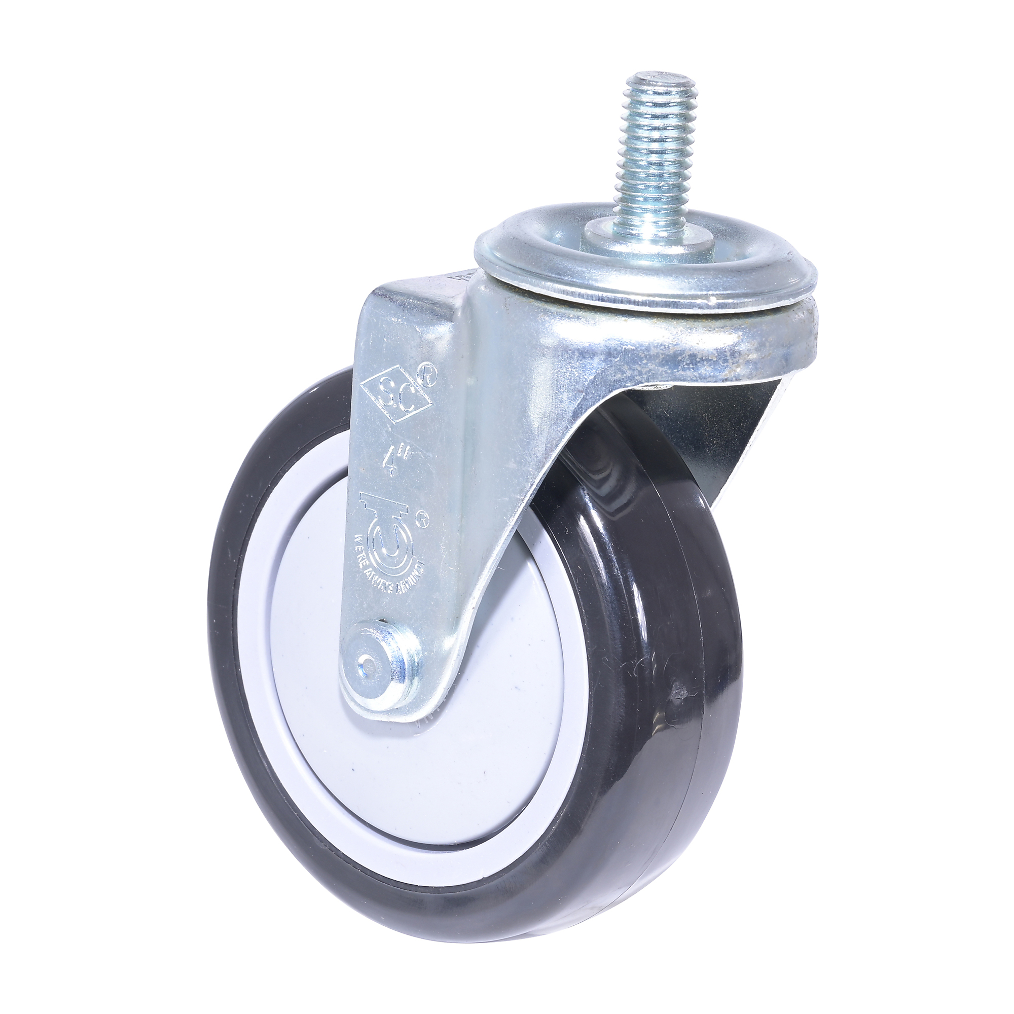 Vestil Swivel Caster — 4in. Dia. x 1.25in. Width, 350-Lb. Capacity, Polyurethane/Polyolefin, Black/Gray, Model# CST-VE-4X1.25PP-STS